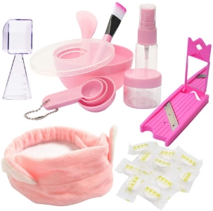 Kit rosado de herramientas para el cuidado facial de la piel