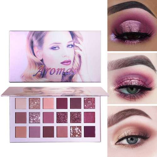 Paleta de sombra de ojos brillo mate, básicos de maquillaje en cosmetiquera